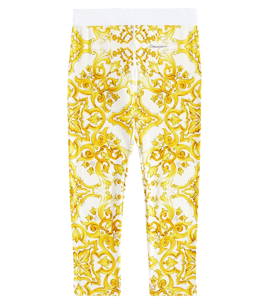 DOLCE & GABBANA MAJOLICA COTTON-BLEND JERSEY LEGGINGS