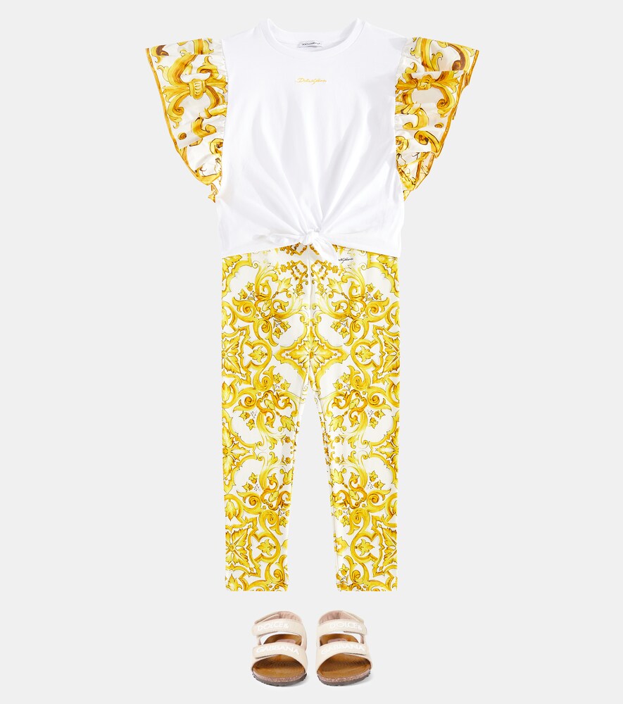 DOLCE & GABBANA MAJOLICA COTTON-BLEND JERSEY LEGGINGS
