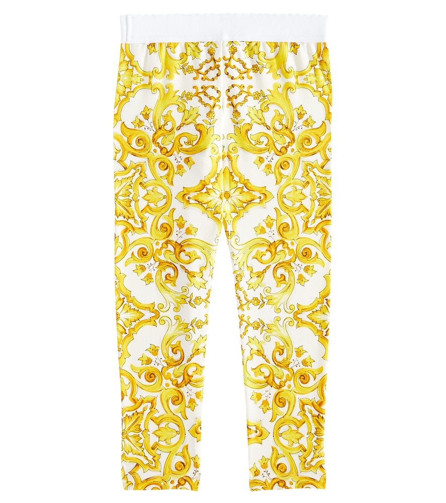 DOLCE & GABBANA MAJOLICA COTTON-BLEND JERSEY LEGGINGS