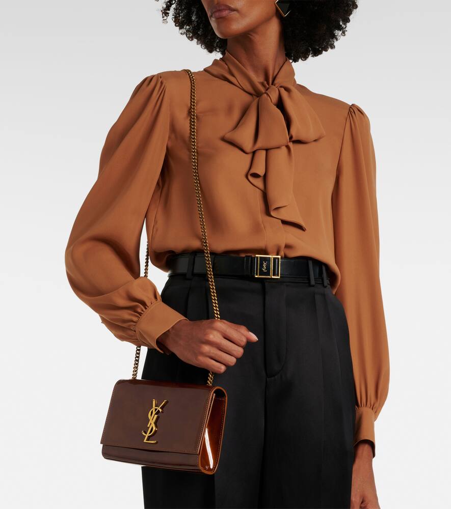 SAINT LAURENT KATE SMALL PATENT LEATHER WALLET ON CHAIN