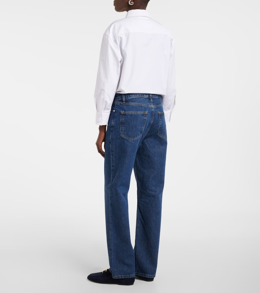 Frame Womens The Ruler Crop Five-pockets Straight-leg High-rise Stretch-denim Jeans Written In Blue