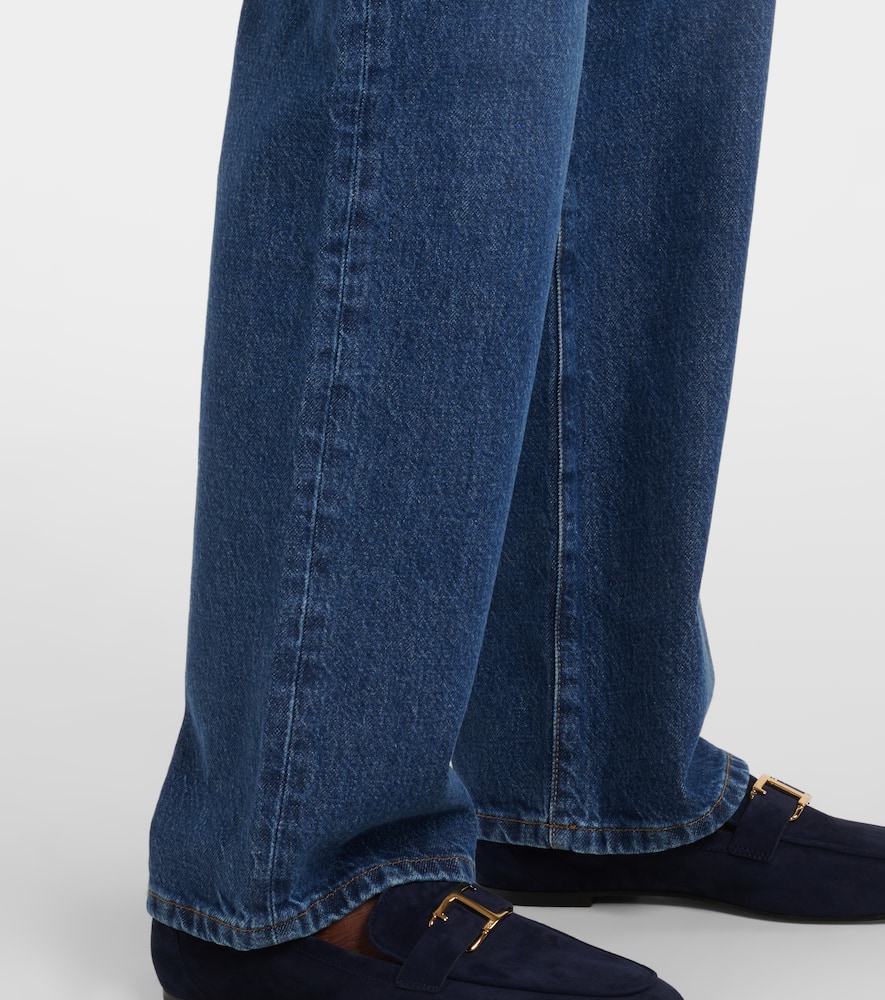 Frame Womens The Ruler Crop Five-pockets Straight-leg High-rise Stretch-denim Jeans Written In Blue