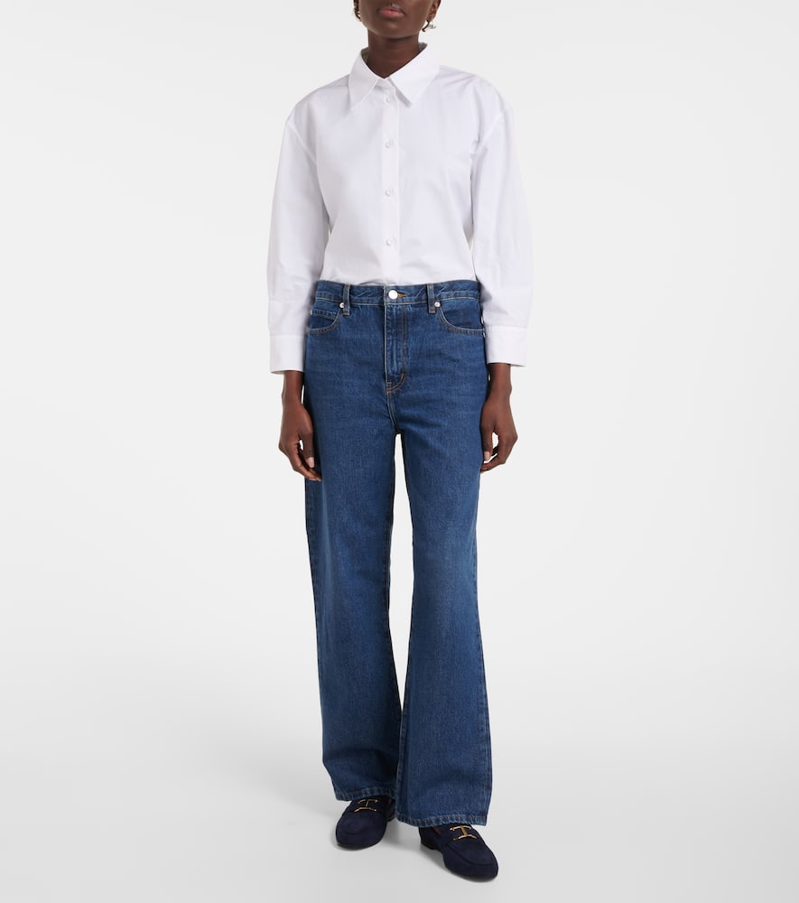 Frame Womens The Ruler Crop Five-pockets Straight-leg High-rise Stretch-denim Jeans Written In Blue