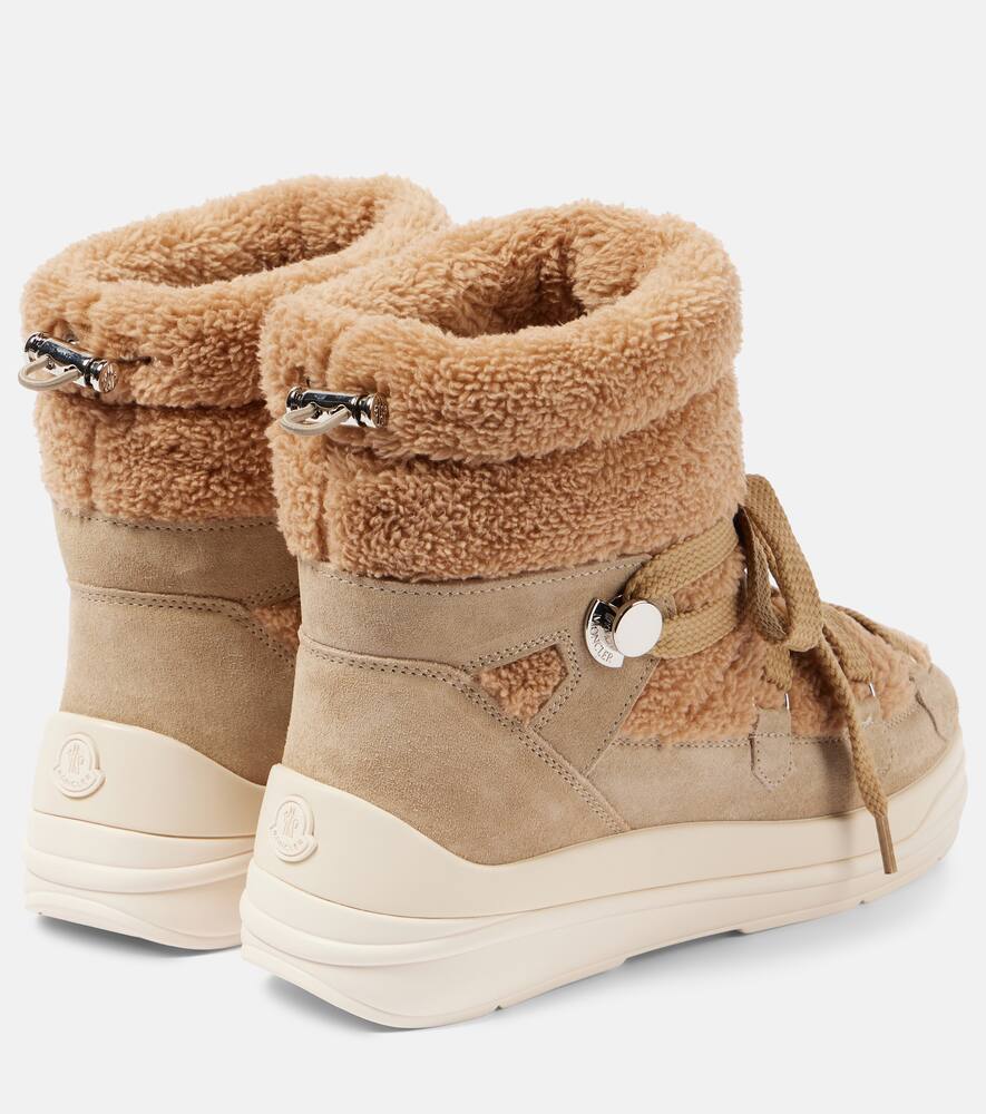 Moncler Insolux Suede And Faux Fur Snow Boots In Brown