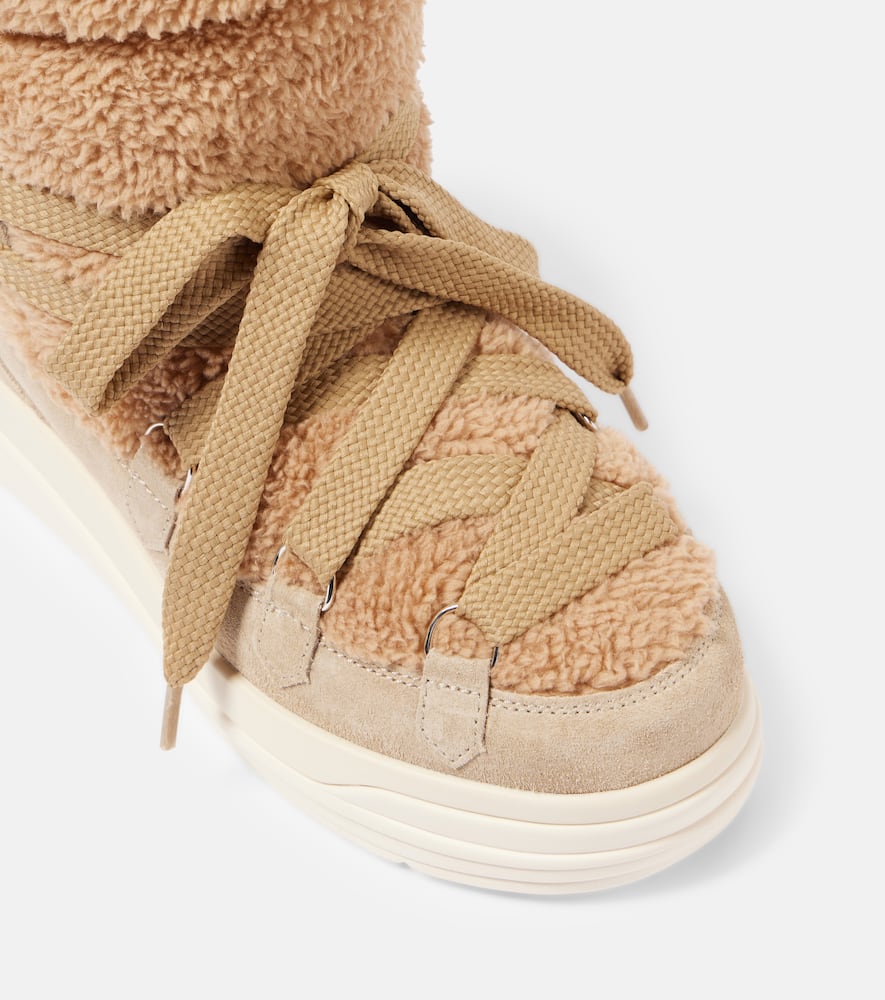 Moncler Insolux Suede And Faux Fur Snow Boots In Brown