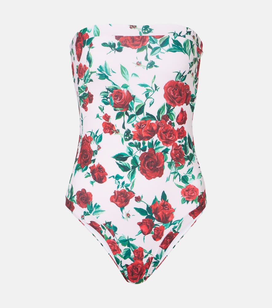 Alexandra Miro Whitney Floral Belted Swimsuit In White