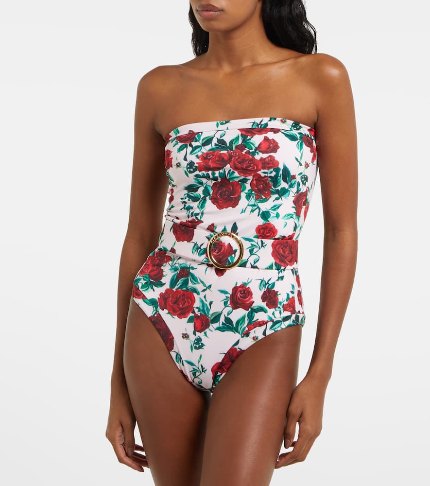 Alexandra Miro Whitney Floral Belted Swimsuit In White