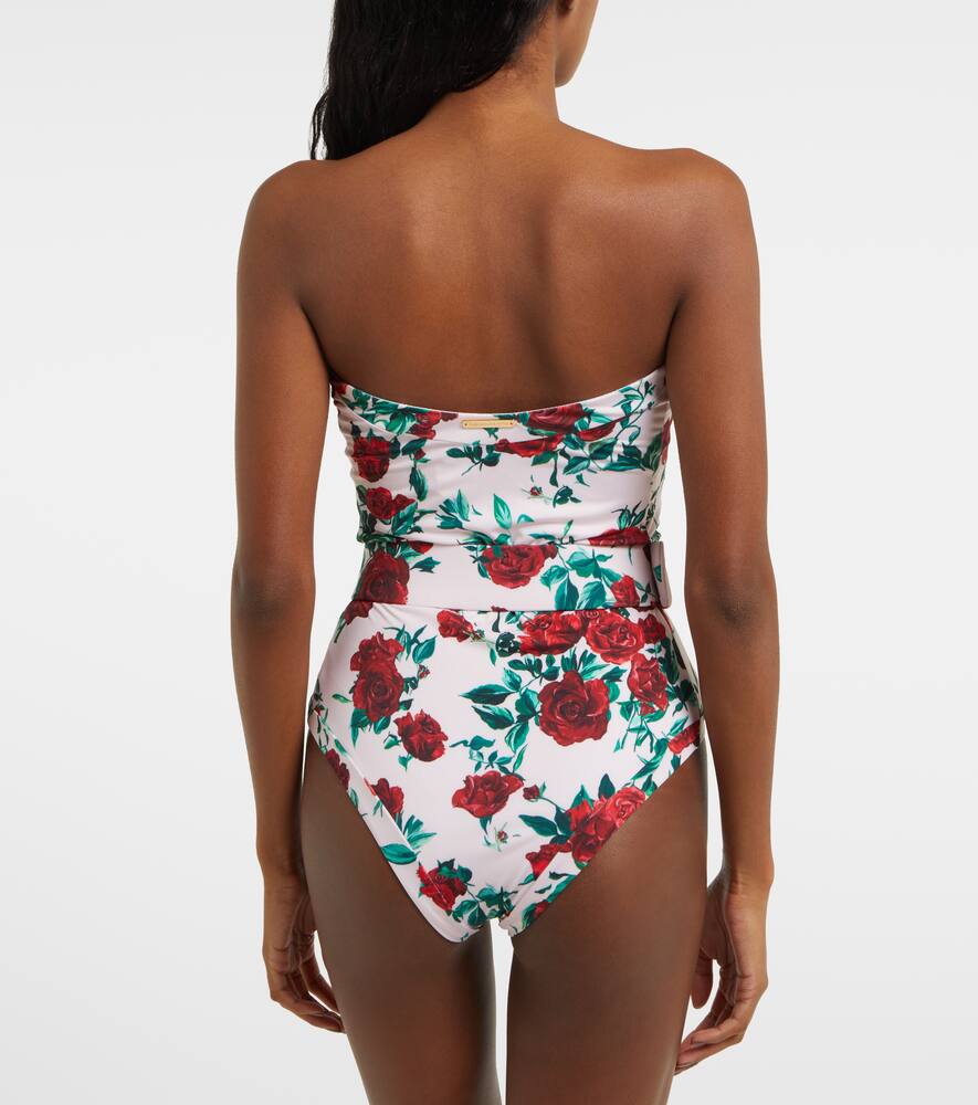 Alexandra Miro Whitney Floral Belted Swimsuit In White