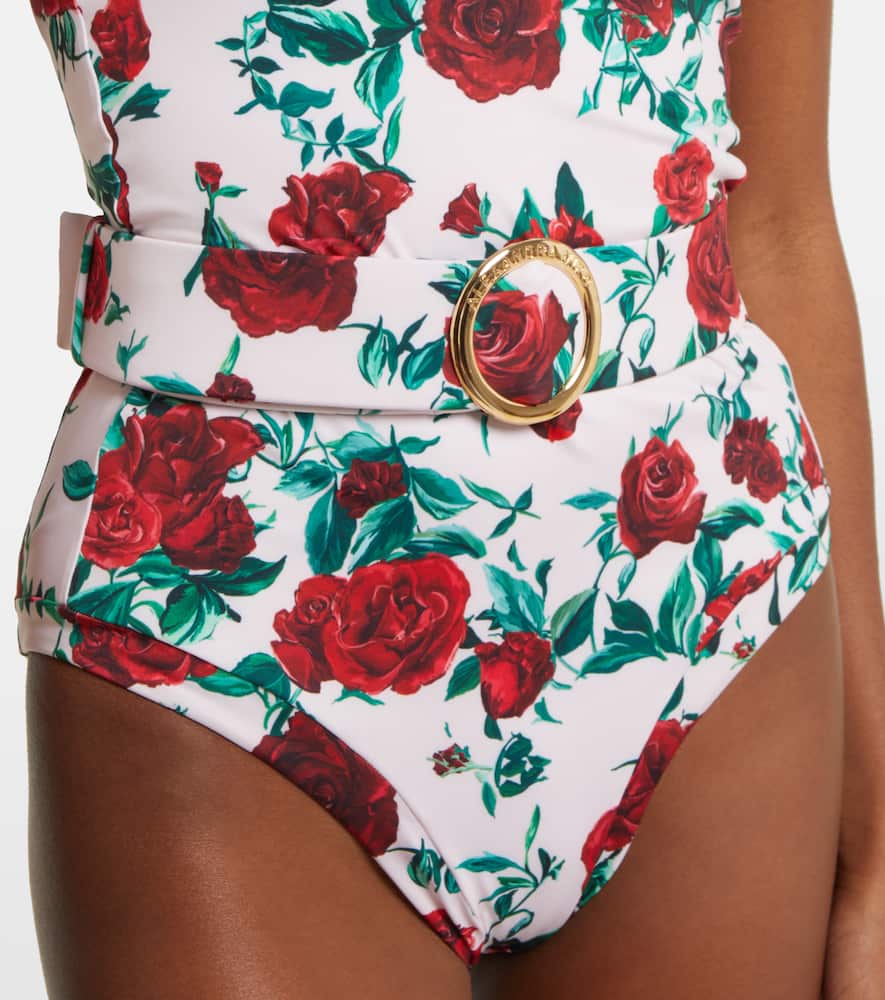 Alexandra Miro Whitney Floral Belted Swimsuit In White