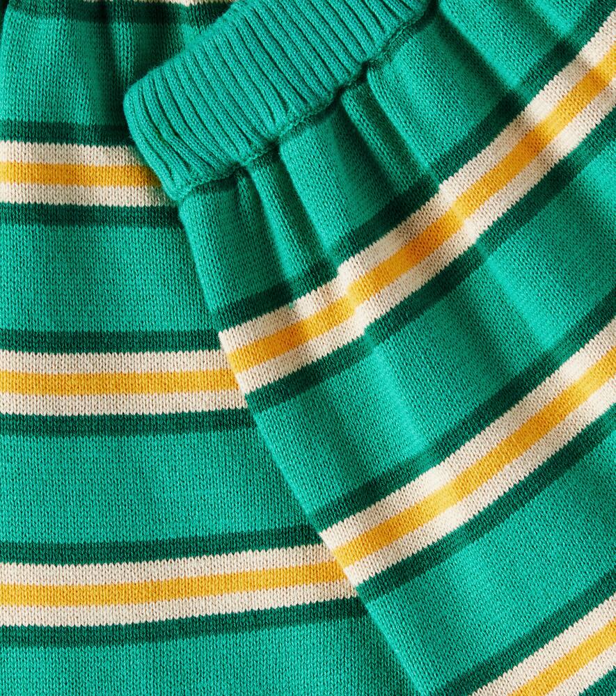 Tinycottons Striped Cotton Shorts In Green