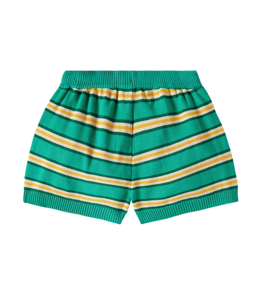 Tinycottons Striped Cotton Shorts In Green
