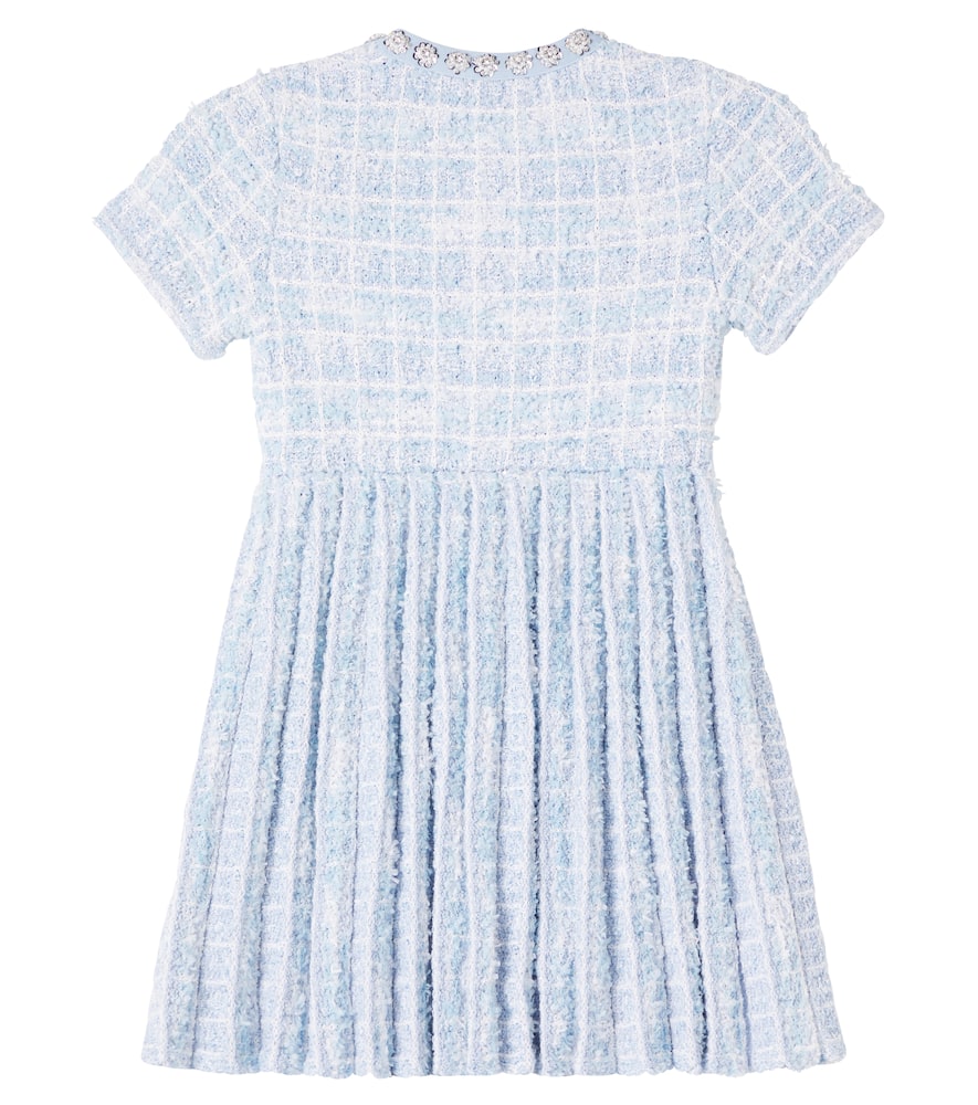 Self-portrait Embellished Tweed Dress In Blue