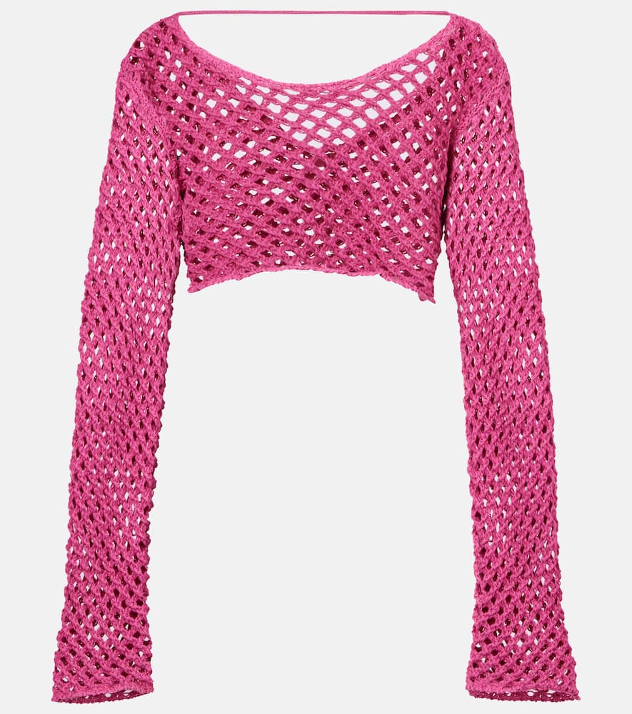Magen crochet cotton-blend crop top