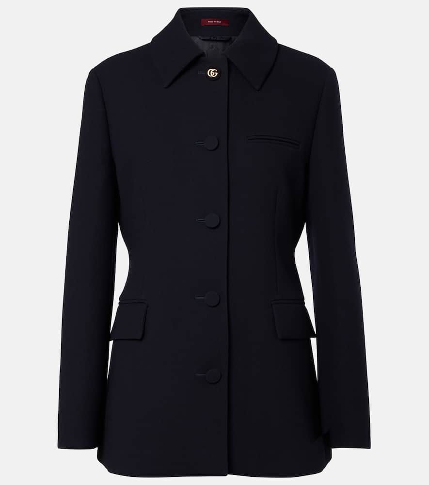 Gucci Double G Wool Jacket In Blue