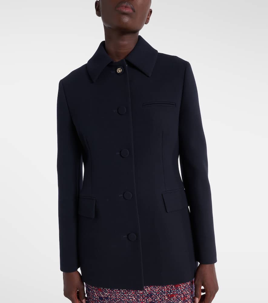 Gucci Double G Wool Jacket In Blue