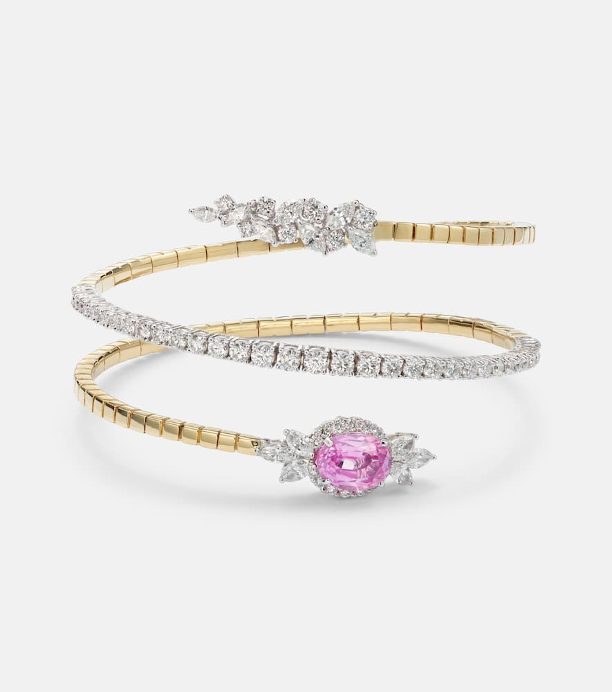 Reign Supreme 18kt gold bangle with sapphire and diamonds