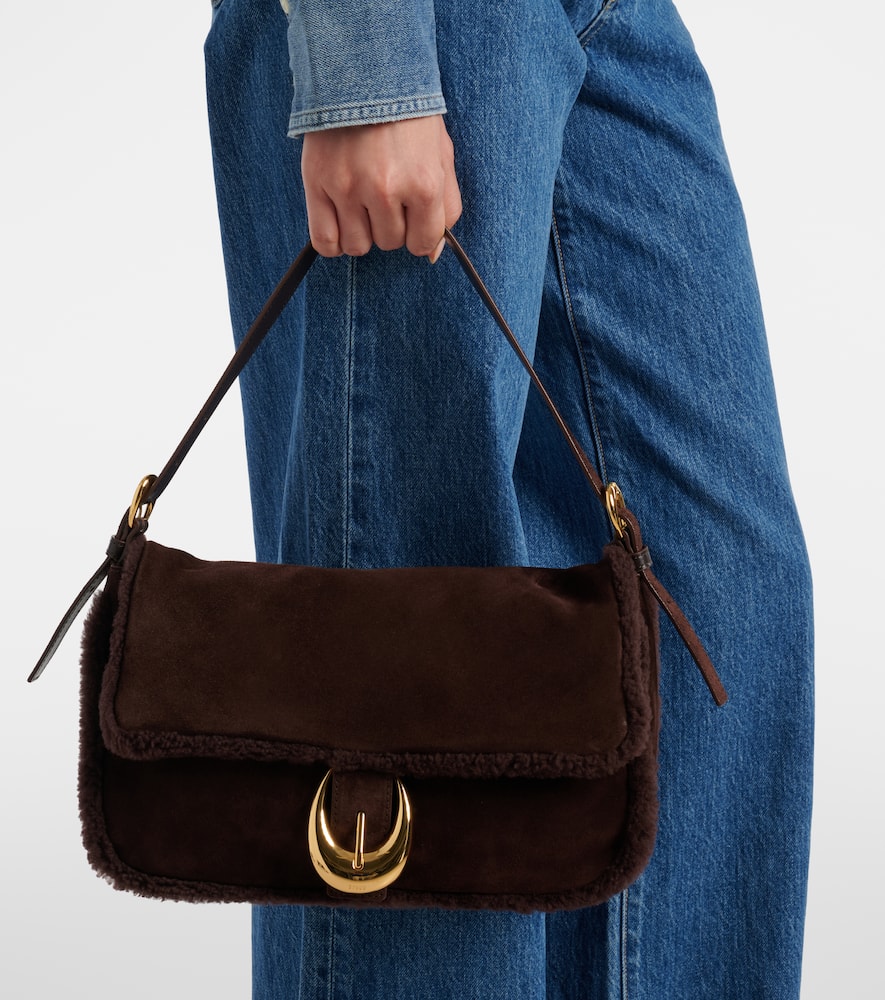Staud Harlow Medium Suede Shoulder Bag In Brown