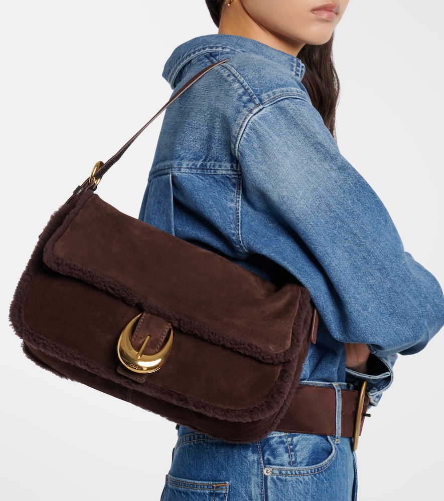 Staud Harlow Medium Suede Shoulder Bag In Brown