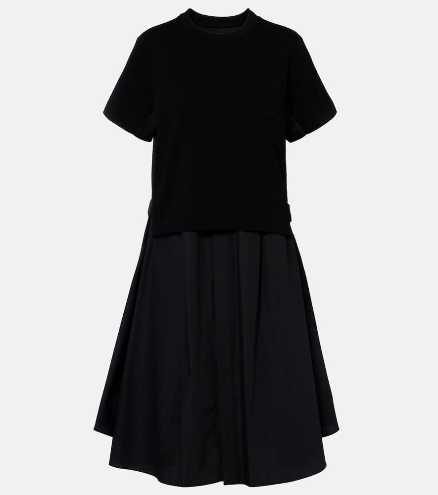 Cotton poplin and jersey maxi dress