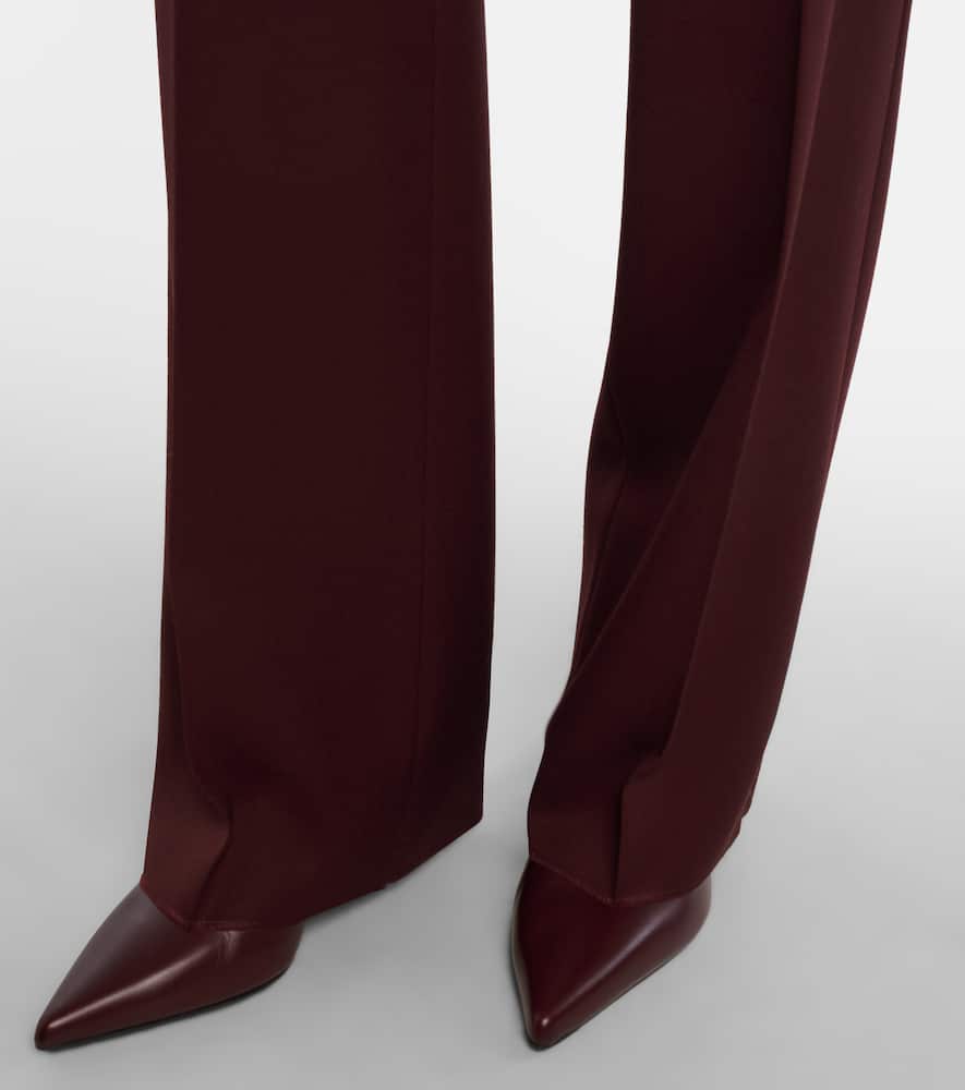 Max Mara Pleated High-rise Virgin Wool Bootcut Pants In Brown