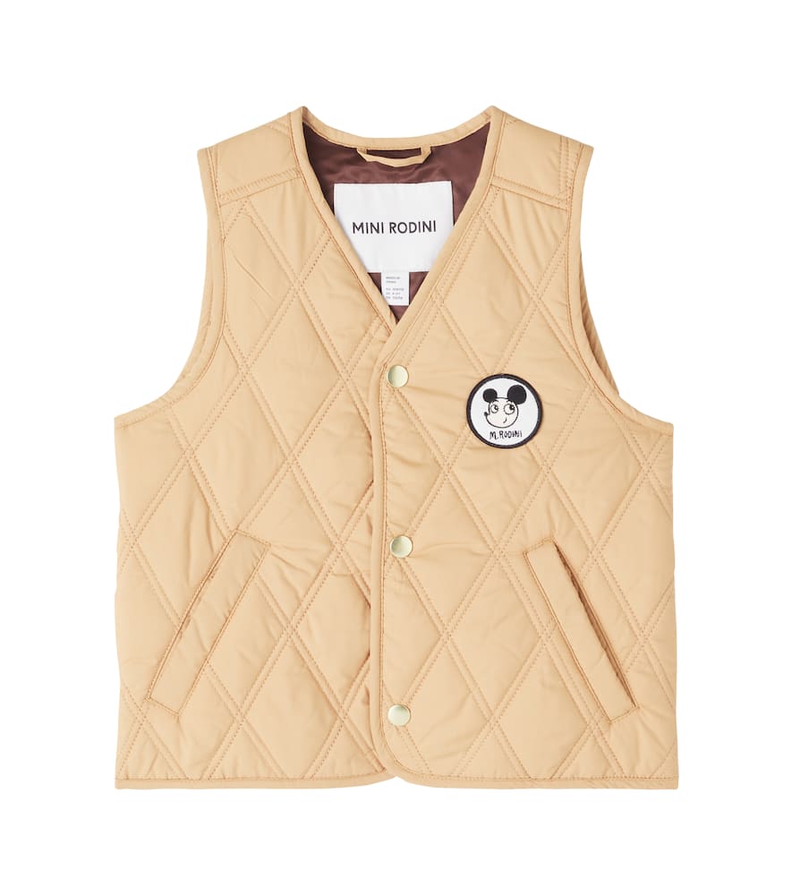 Mini Rodini Quilted Puffer Vest In Neutral