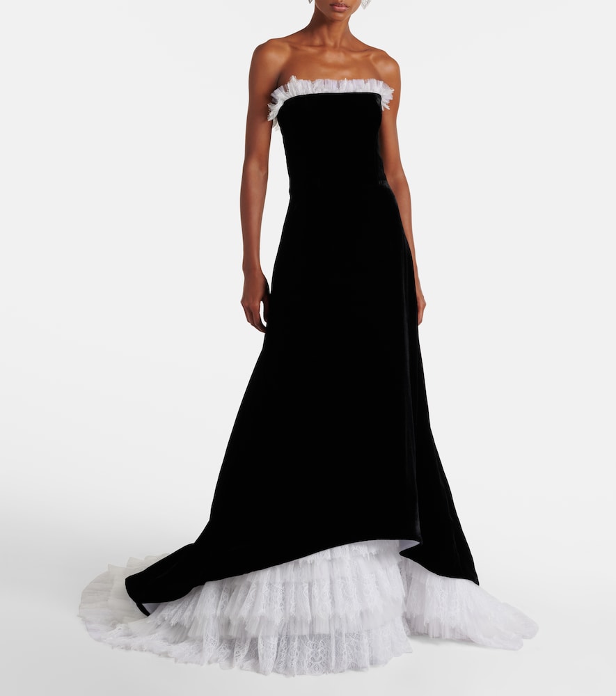  Costarellos Costarellos Bustier-robe Laurette Aus Samt Mit Spitze 