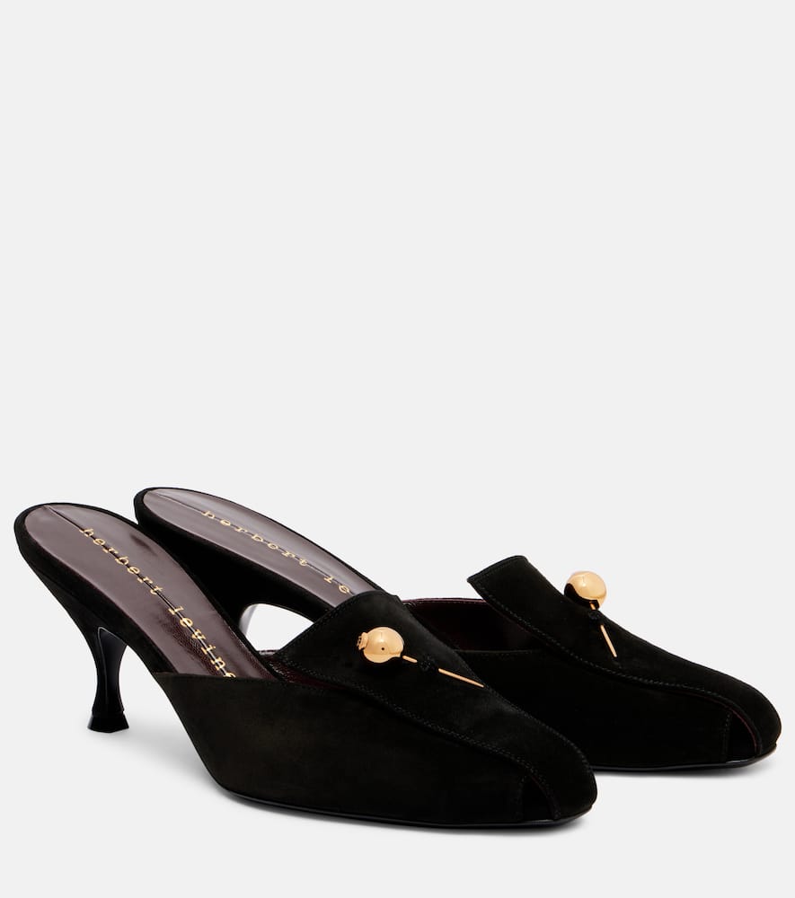 Herbert Levine Aperitif 70 Suede Mules In Black