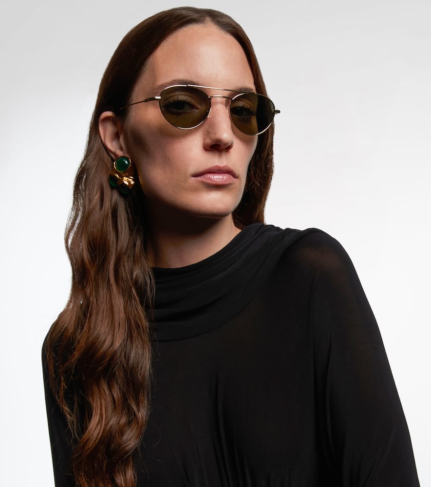Saint Laurent Sl 97 Aviator Sunglasses In Gold