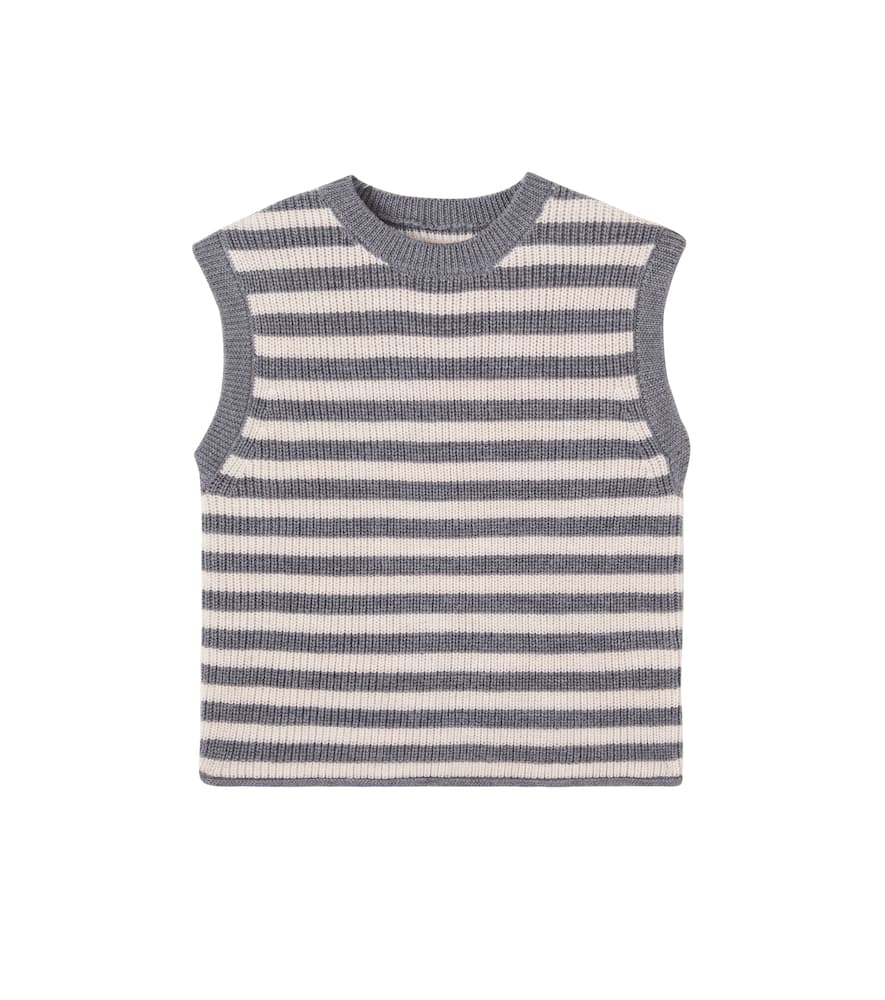 Wheat Ruby Striped Wool Sweater Vest In Gray