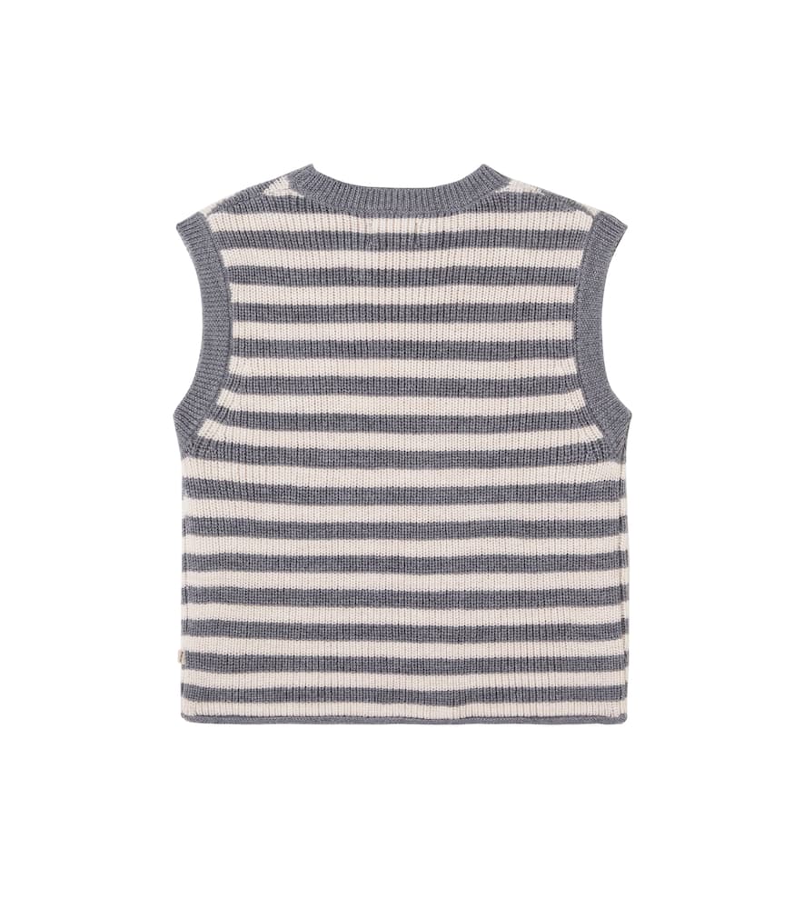 Wheat Ruby Striped Wool Sweater Vest In Gray