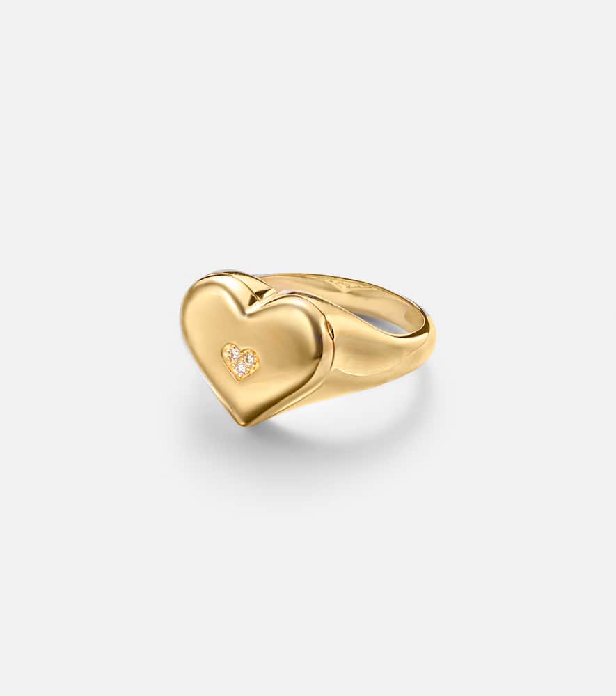 Sydney Evan Wallpaper Heart 14kt Gold Ring With Diamonds In Gold