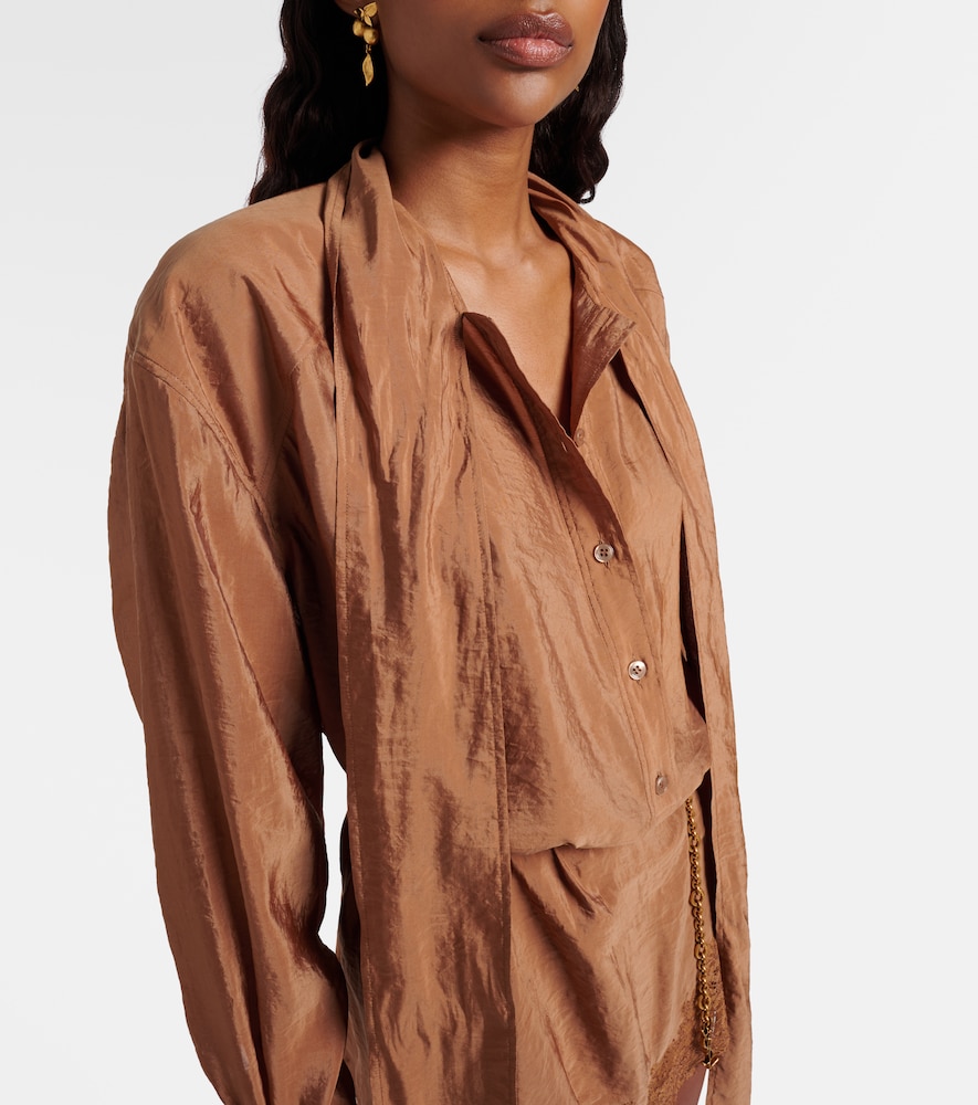  Saint Laurent Saint Laurent Lace-trimmed Tie-neck Romper 