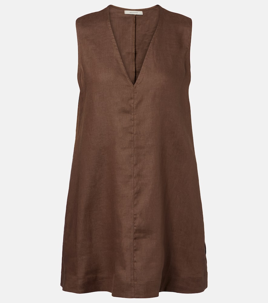 Asceno Derya Linen Minidress In Brown