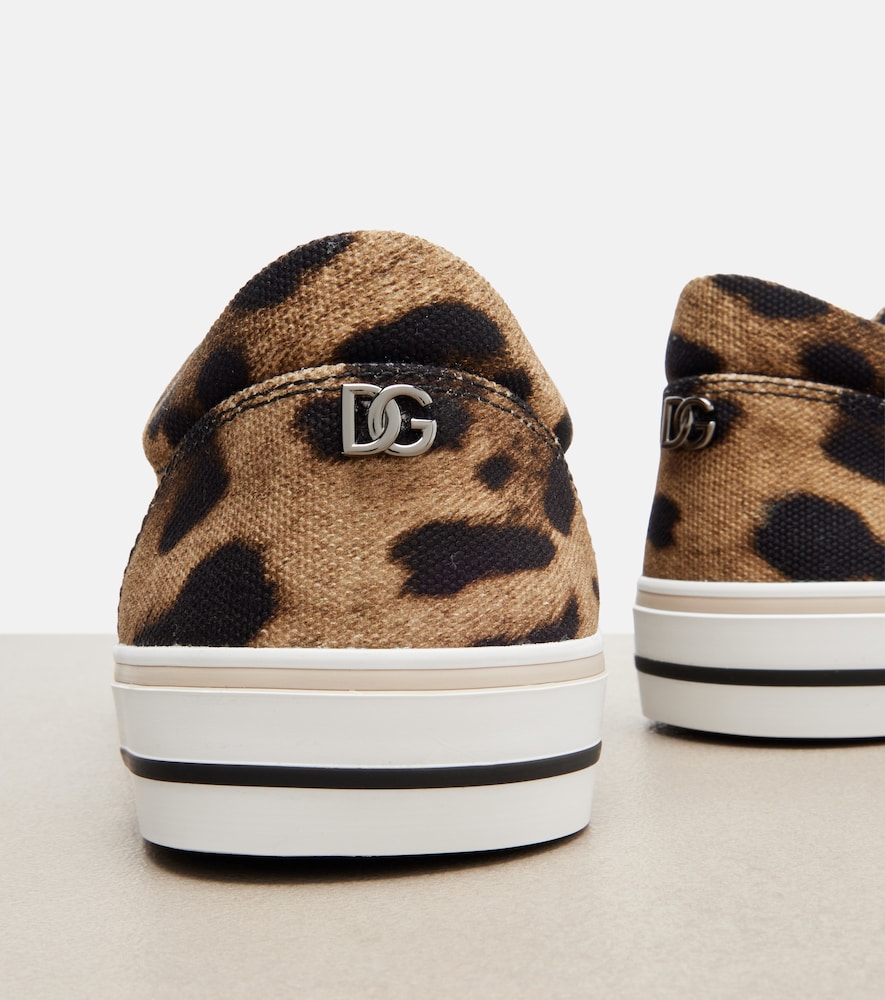 Dolce&Gabbana Leopard-Print Canvas Sneakers