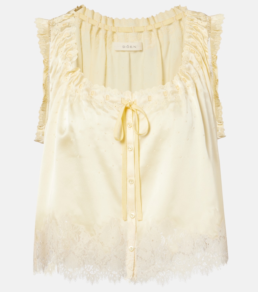 Doen Dôen Toulouse lace-trimmed embroidered silk top | Thumbnail 6