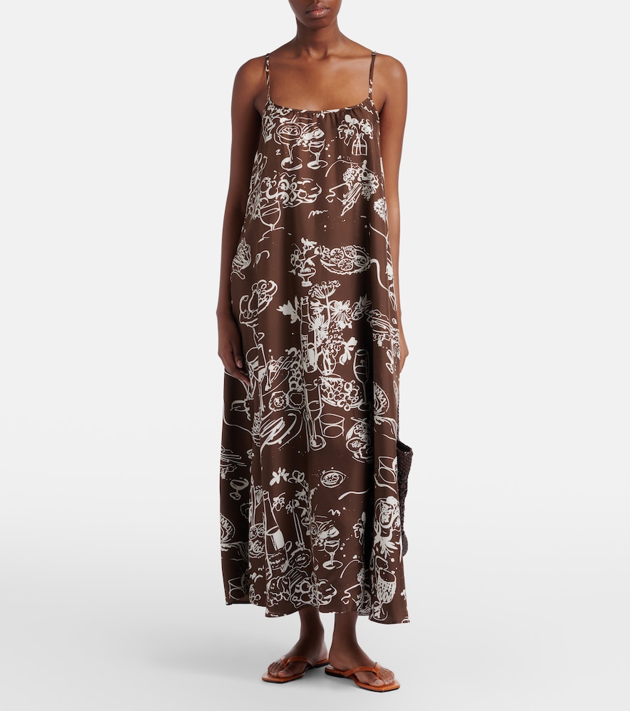 Asceno Napoli printed silk twill maxi dress