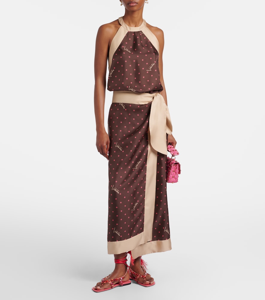  Valentino Valentino Printed Silk Twill Wrap Skirt 