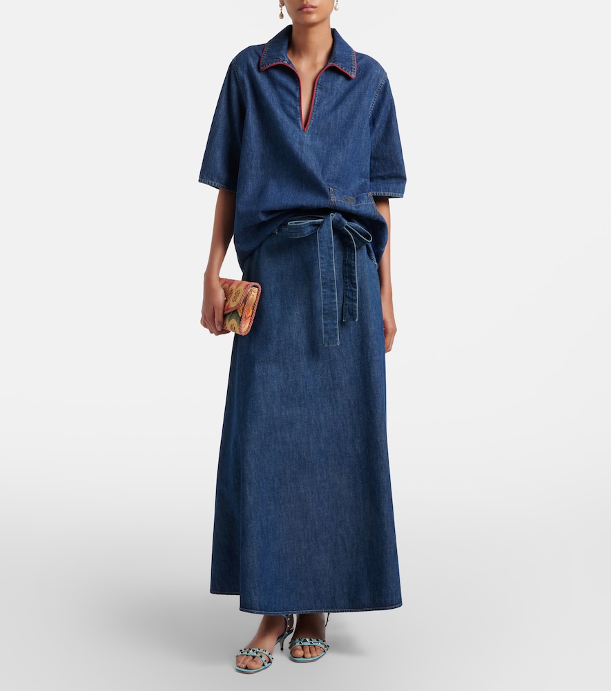  Valentino Valentino Chambray Midi Skirt 