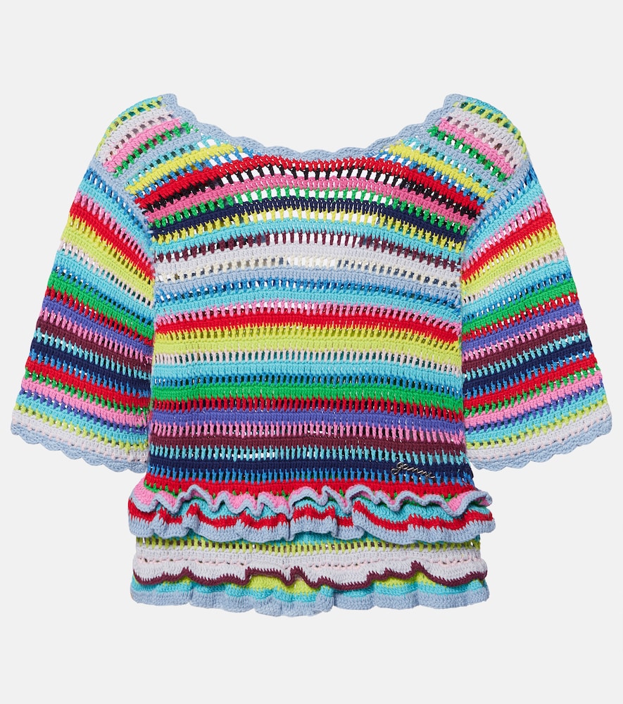 Ganni Crocheted cotton top