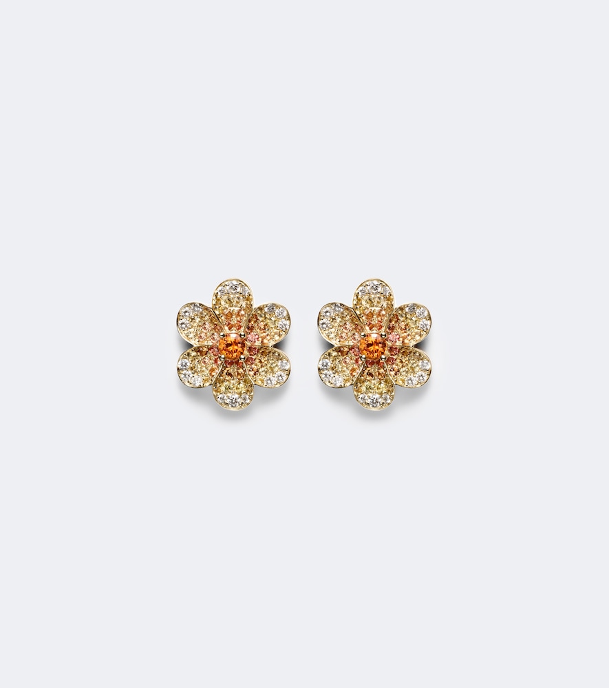 Yvonne Léon Orecchini Daisy in oro 9kt con zaffiri e diamanti