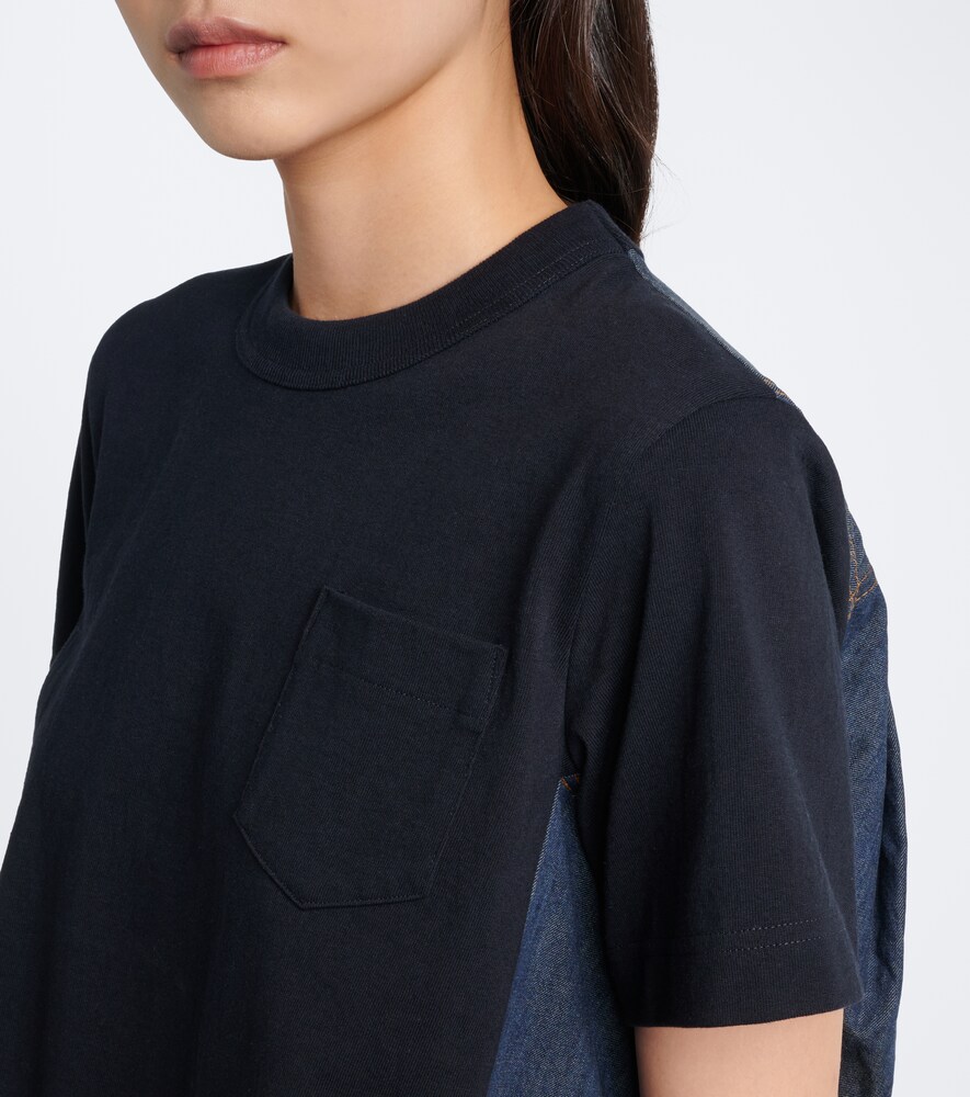 Cotton Jersey And Denim T-Shirt