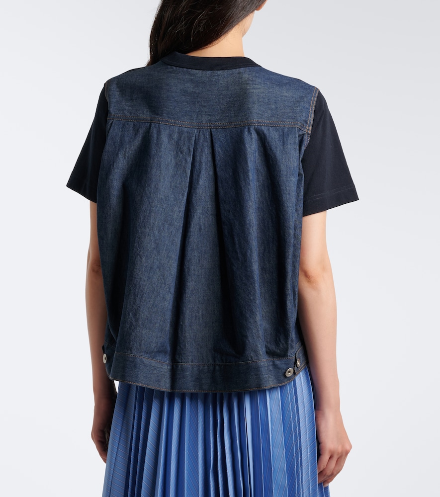 Cotton Jersey And Denim T-Shirt