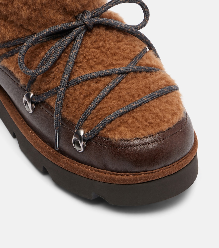 Monili Leather And Shearling Lace-Up Boots