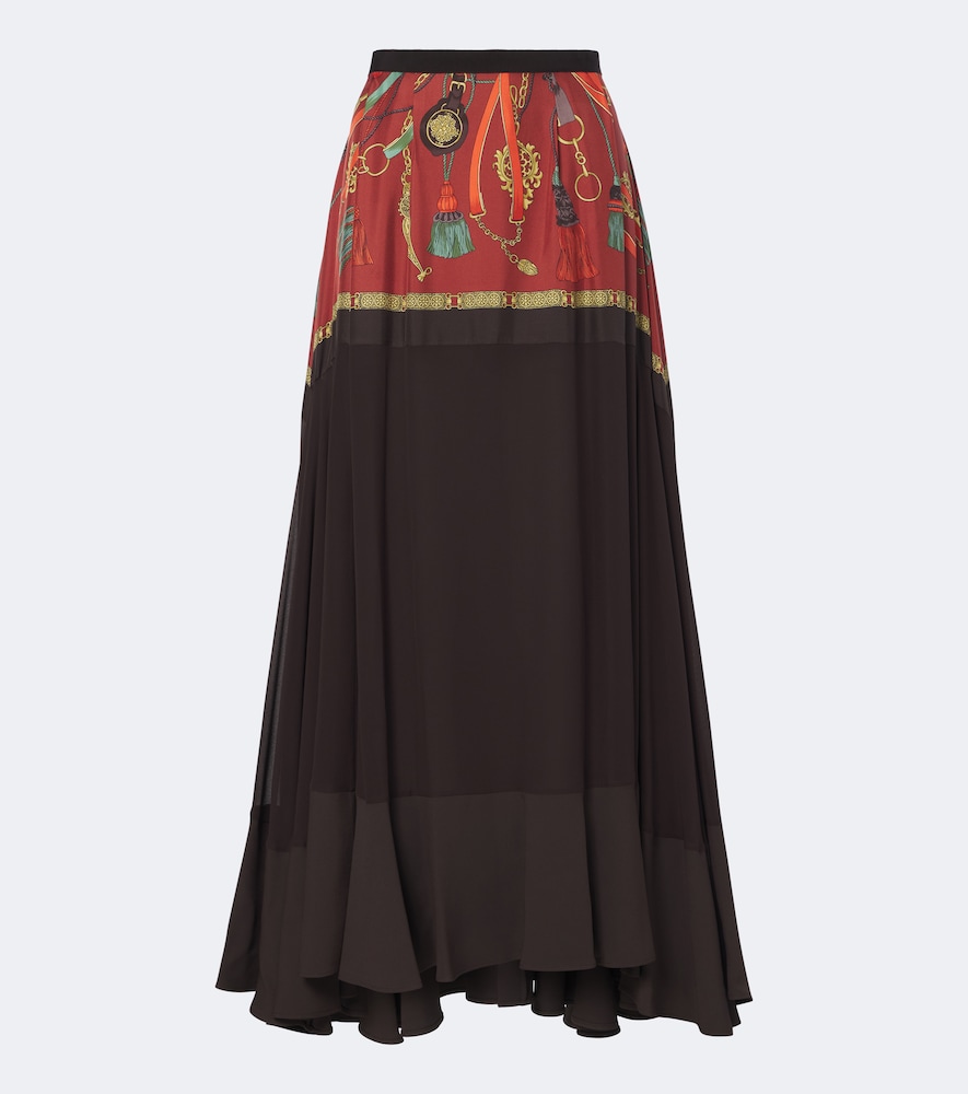 Ruffled Silk Twill Maxi