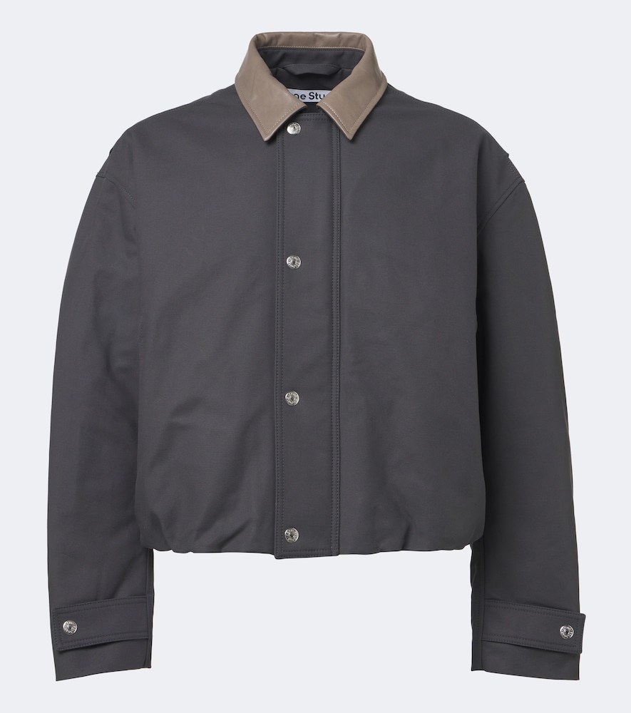 Acne Studios Acne Studios Leather-trimmed cropped cotton satin jacket