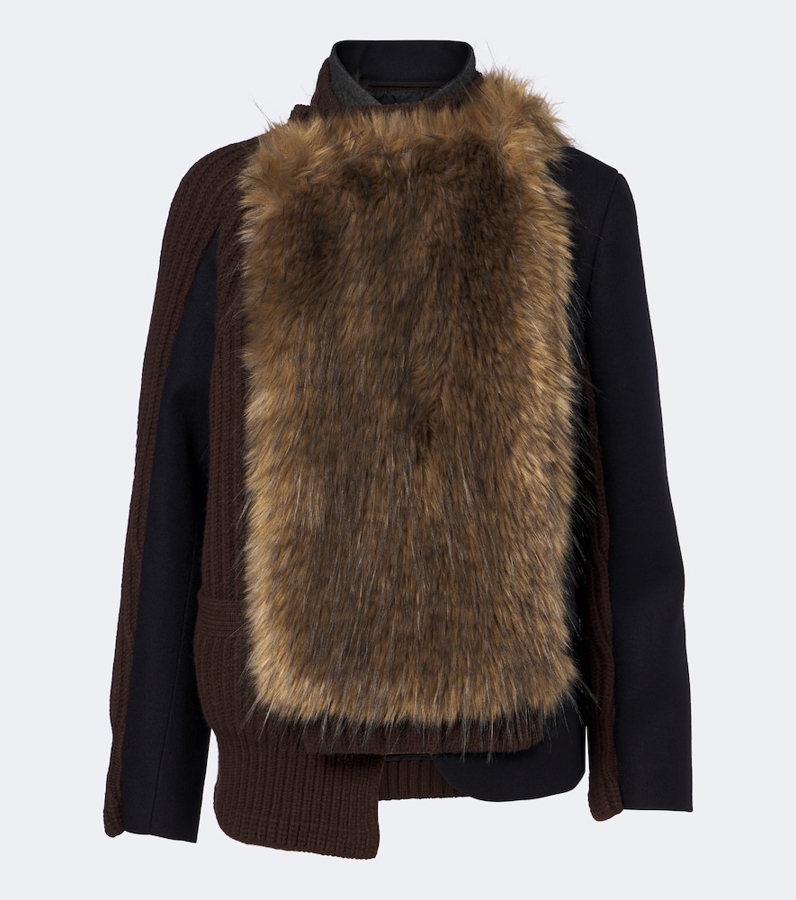 Ribbed-Knit Wool-Blend Jacket