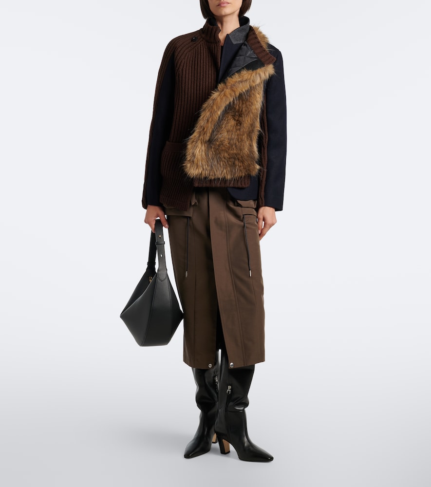 Ribbed-Knit Wool-Blend Jacket