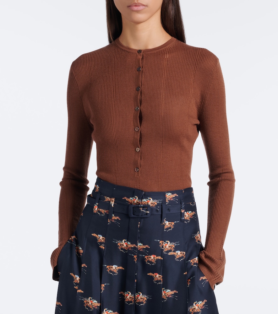Olea Pointelle Wool Henley Shirt