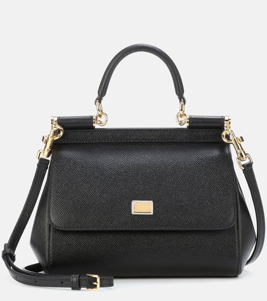 Dolce & Gabbana Sicily Small Leather Shoulder Bag In Black