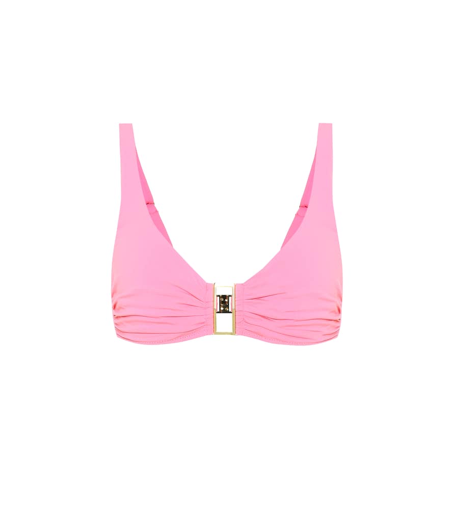 Melissa Odabash Bel Air Embellished Ruched Underwired Bikini Top In Pink